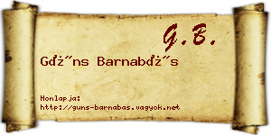 Güns Barnabás névjegykártya